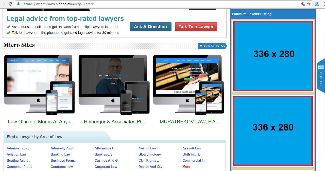 Legal Center Page Right Banners